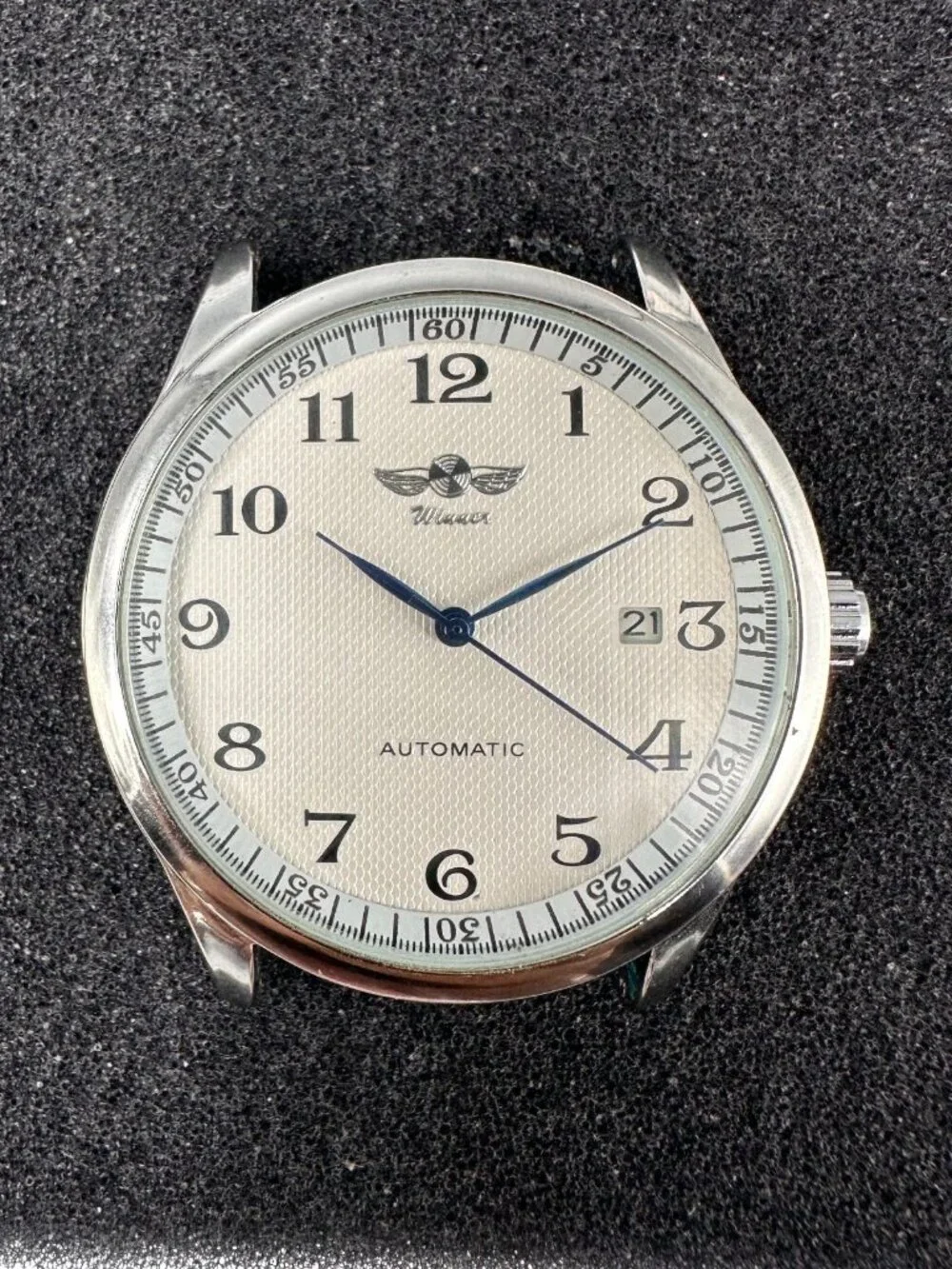 Winner Automatic Watch Silver Tone Mens 41mm Case No Band